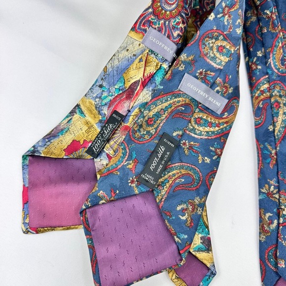 Vintage Silk Tie Lot of 5 Made in USA & Italy Paisley Floral Geometric 80s 90s - Picture 4 of 9
